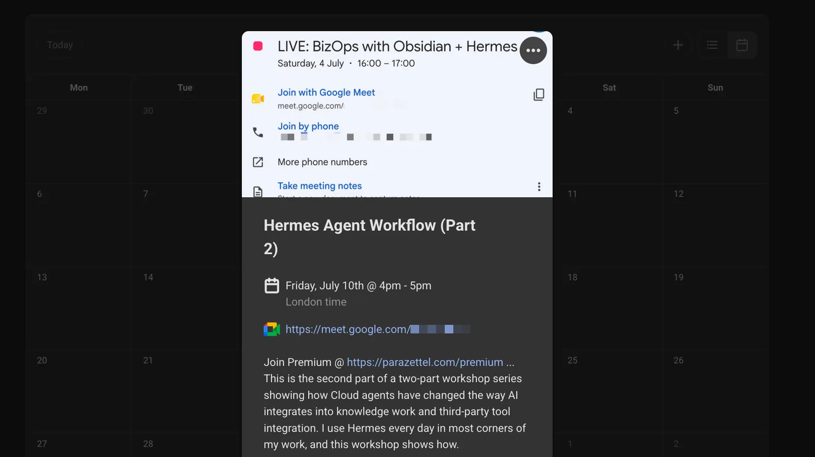 The Cloud Agents x Obsidian Part II workshop announcement