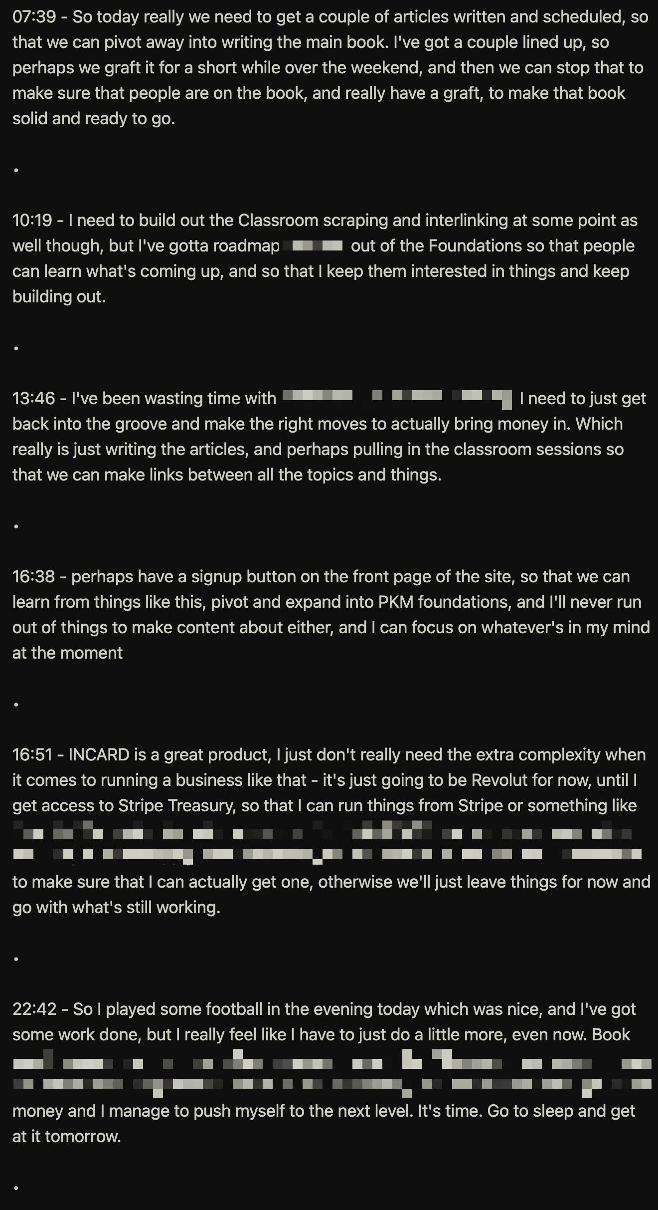 Timestamped entries in an Obsidian daily note