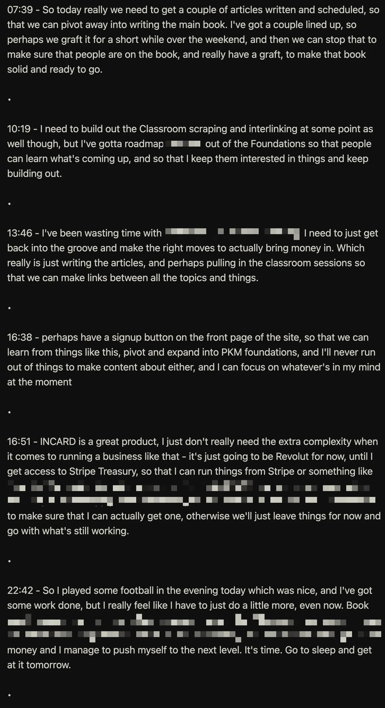 Timestamped entries in an Obsidian daily note