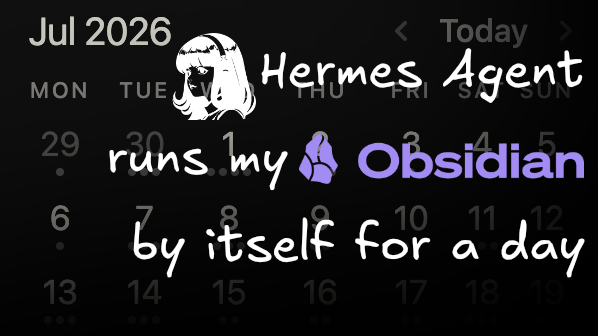 Hermes Agent runs Theo's Obsidian vault overnight, shown over an Obsidian Calendar