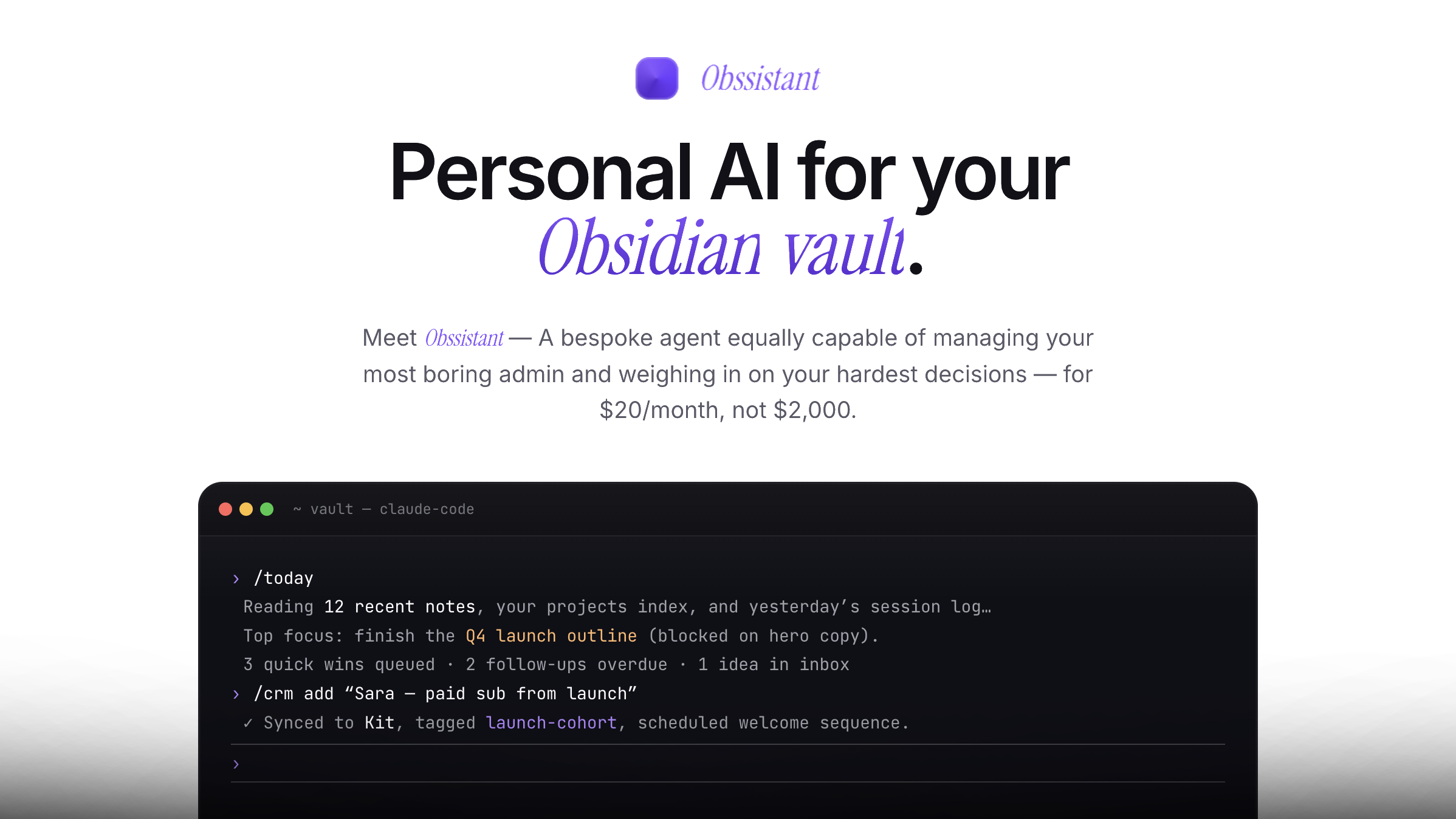 Personal AI assistant for your Obsidian vault