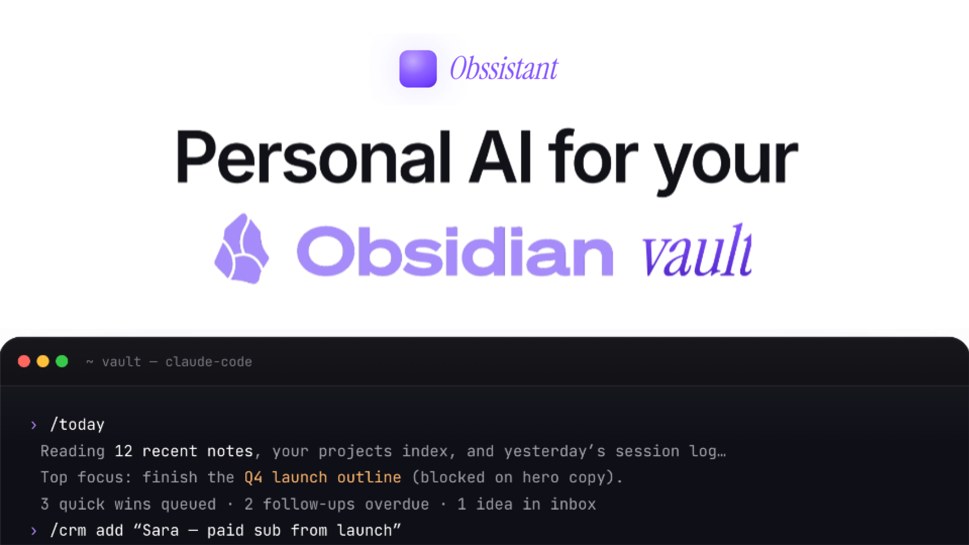 Personal AI assistant for your Obsidian vault